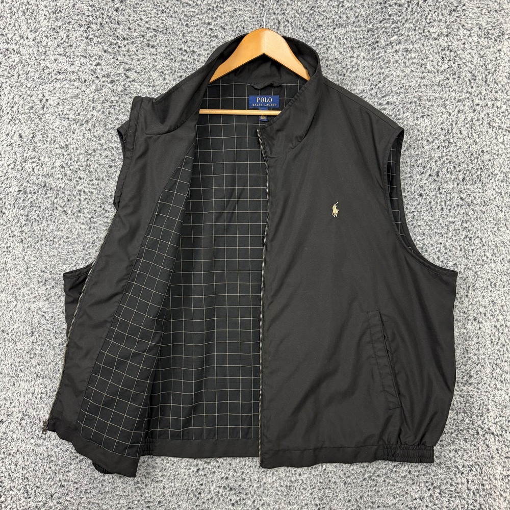 Polo Ralph Lauren Vest Mens Big 4X Black Lined Harrington Jacket Full Zip 4XB